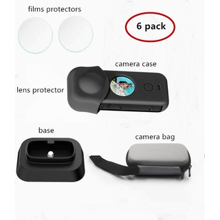 Accessories Kit for Insta360 one x 2 Camera,ONE X2 Carrying Case Storage Bag ,Silicone Body and Lens Cover and 2 pcs Tempered Glass Film Protector,Desk Stand Holder