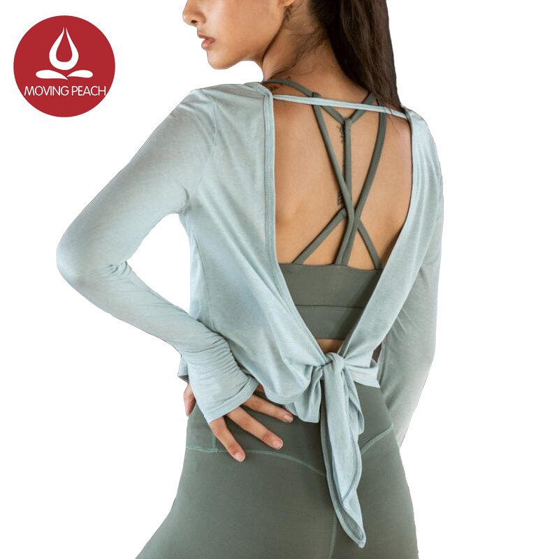 MOVING PEACH Sportswear Yoga Fitness Top Backless Sweatshirt ASI