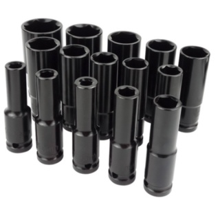 Black Pneumatic Extra-Deep Hex Socket 78mm 150mm 200mm Long Metric 17~24mm