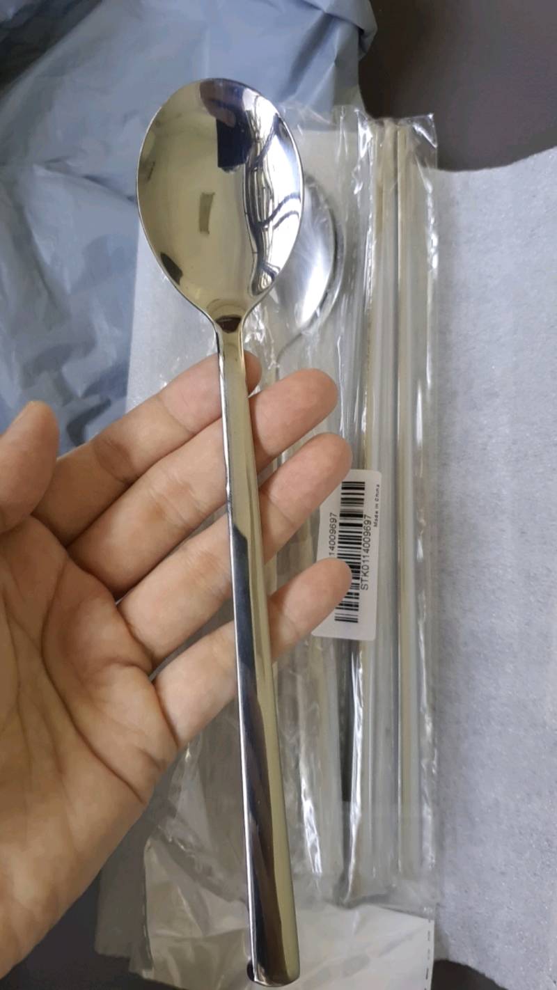Baosity 2Pcs Korean Style Stainless Steel Spoon Chopsticks with Wheat Straw Storage Box 