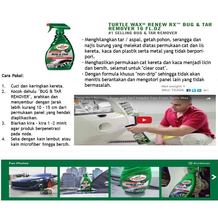 Turtle Wax Bug N Tar Remover T 520 Shopee Singapore