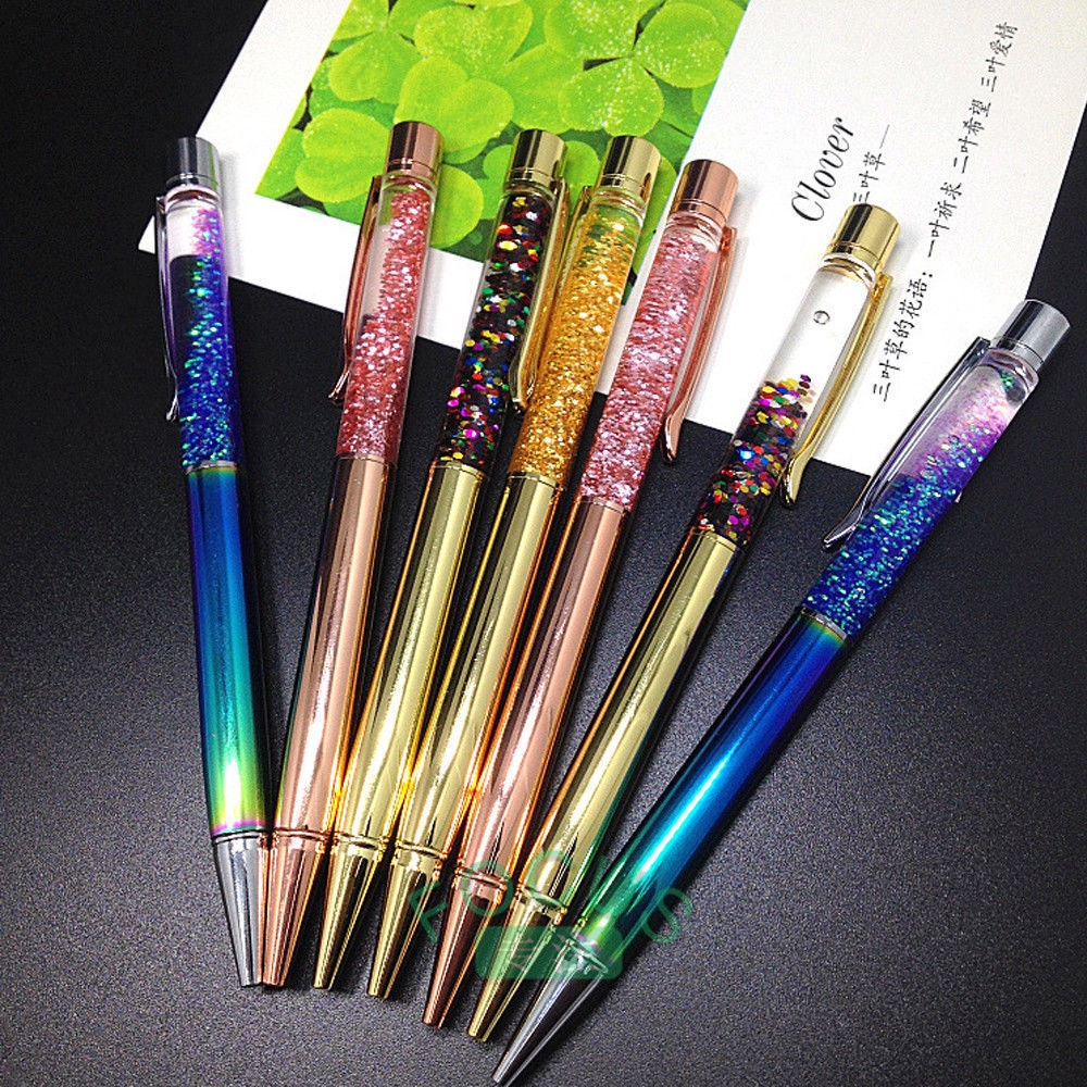 2Pcs Diamond Crystal Ballpoint Pens Student School Office Stationery Gift Smooth 