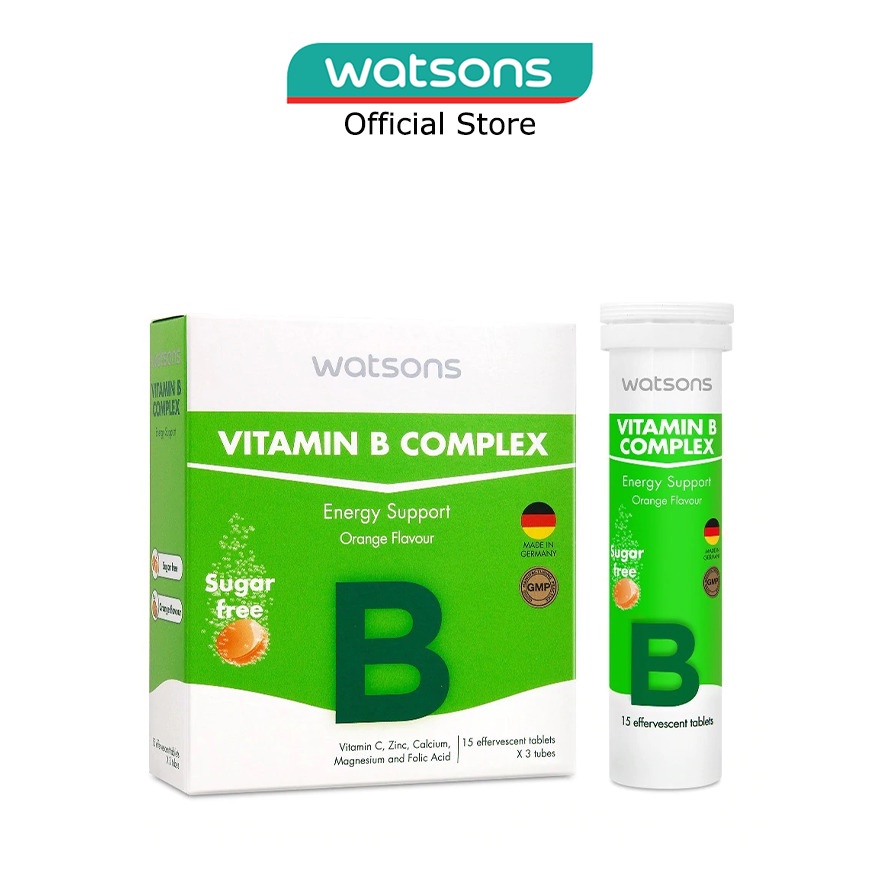 WATSONS Vitamin B Complex Effervescent Tablets Sugar Free Orange ...