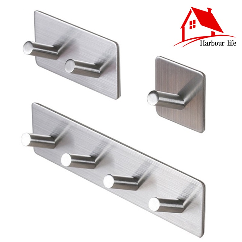 1PC Self Adhesive Bathroom Wall Door Stainless Steel Holder Hook Hanger Hooks