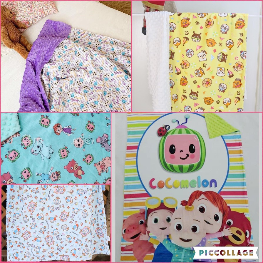 MINKY BLANKET (S/M) BUNNY/DOREMON/ANPANMAN Shopee