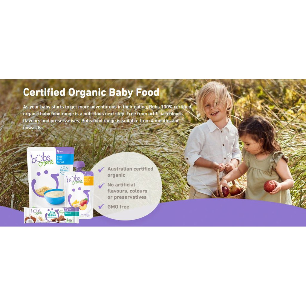bubs organic baby rice cereal 125g