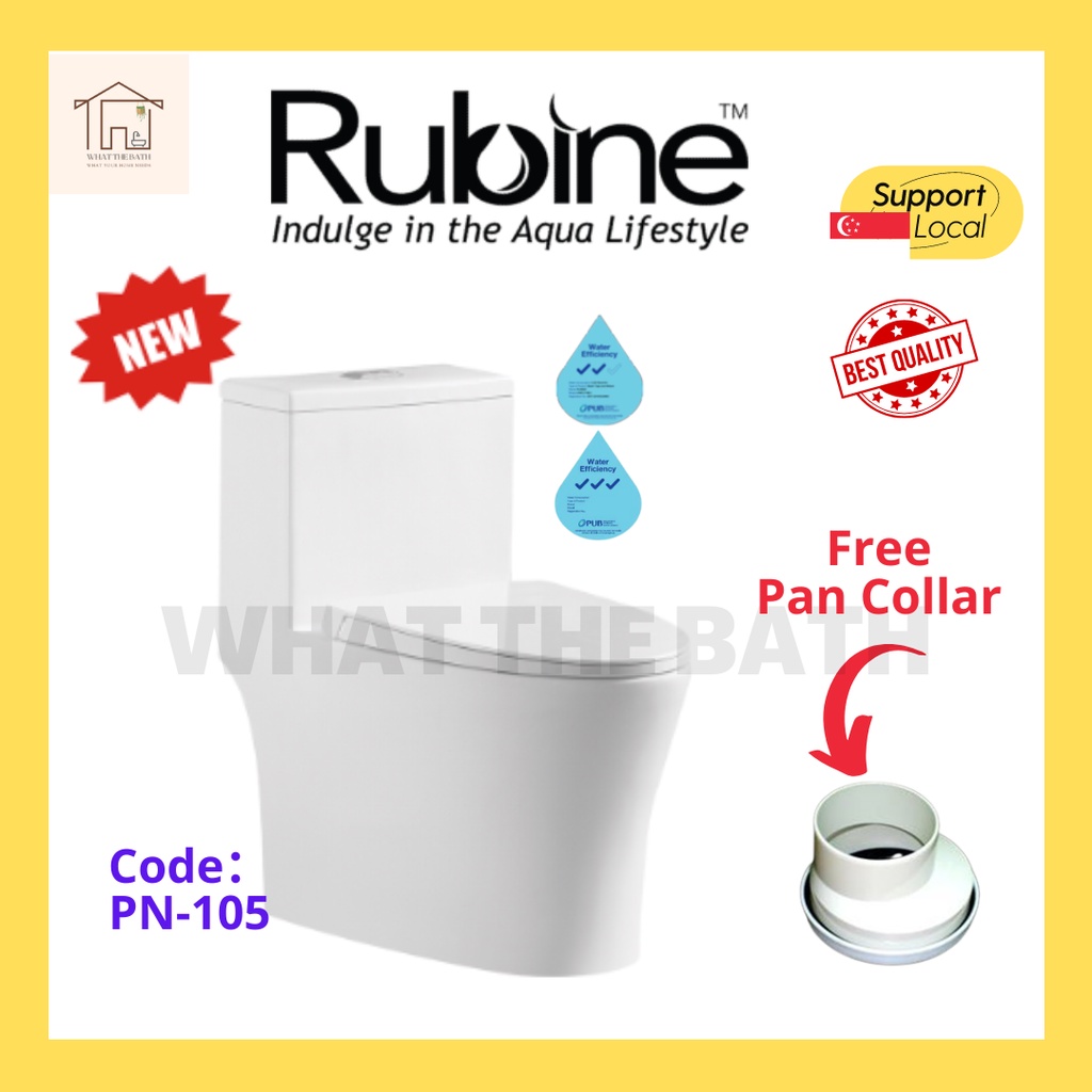 [SG SELLER] Rubine Rimless OnePiece Toilet Bowl PN105 SoftClosing