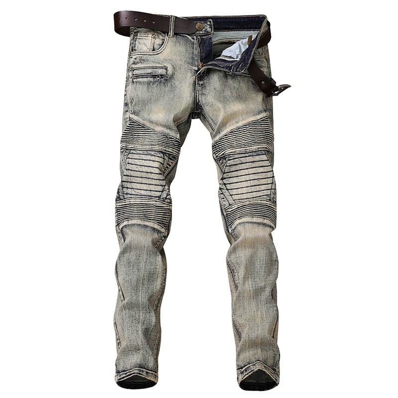 Vintage Men Jeans Distressed Punk Jeans Rock Dj Cool Fashion Denim Pants Shopee Singapore