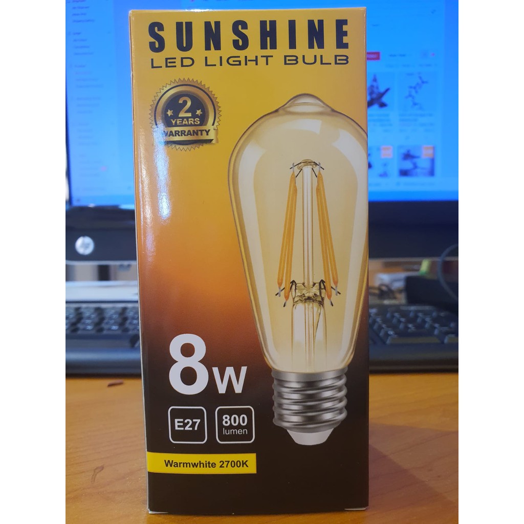 Sunshine 8w e27 Led Light Bulb (Pack of 2) Shopee Singapore