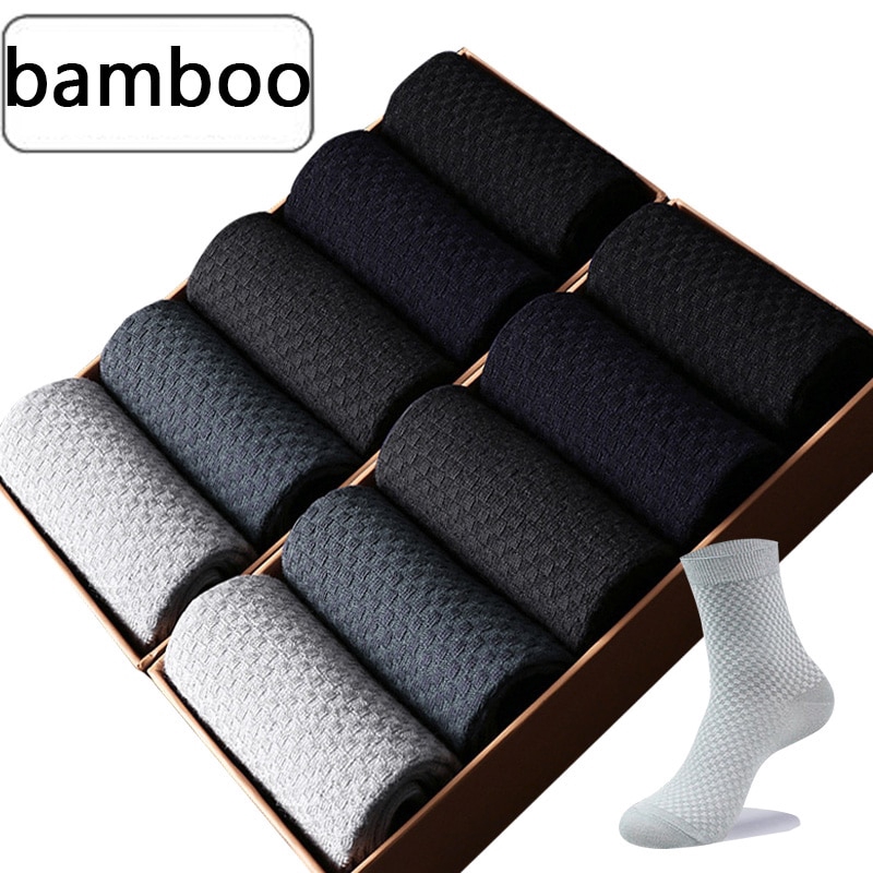 5 Pairs a Set Men Bamboo Fiber Socks Casual Business Anti Bacterial ...