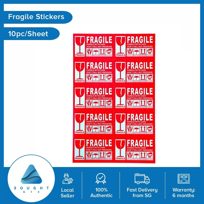 Fragile Sticker 10 PCS Per Sheet Pack 9CM X 5CM Handle With Care Parcel ...