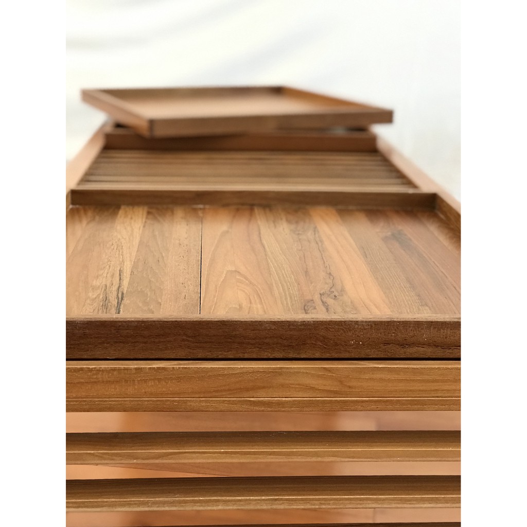 Solid Teak Wood Coffee Table Removable Trays Brand New Shopee Singapore