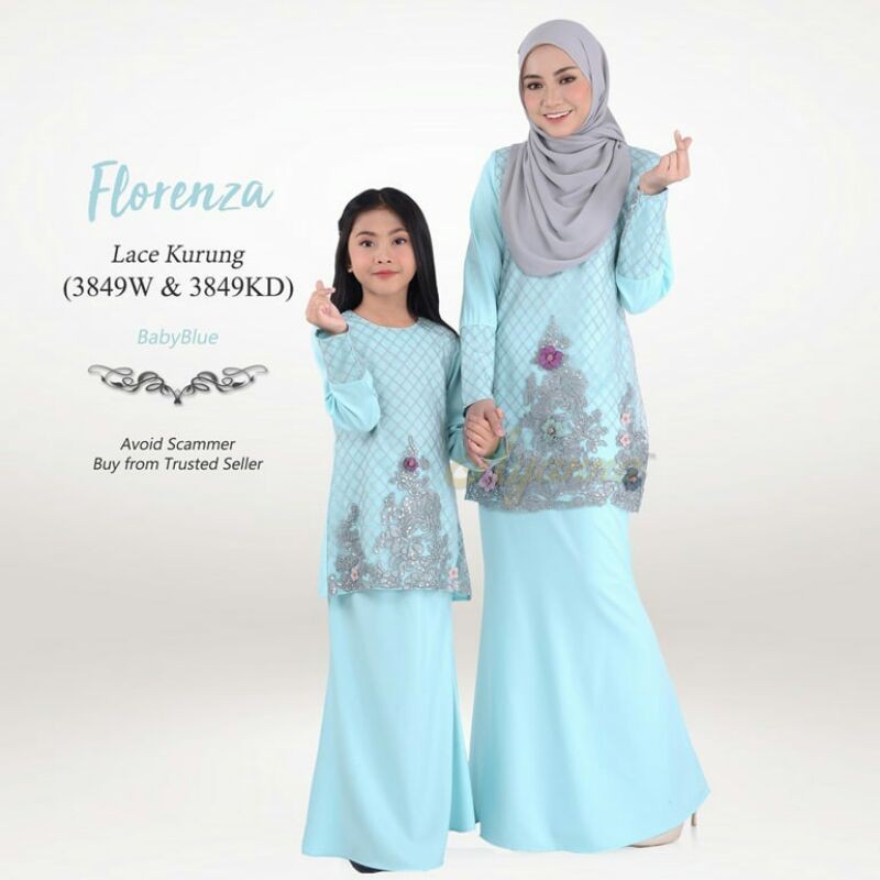 Shop Malaysia Raya 2021 Collection Of Lace Plain Printed Baby Blue Light Blue Shopee Singapore