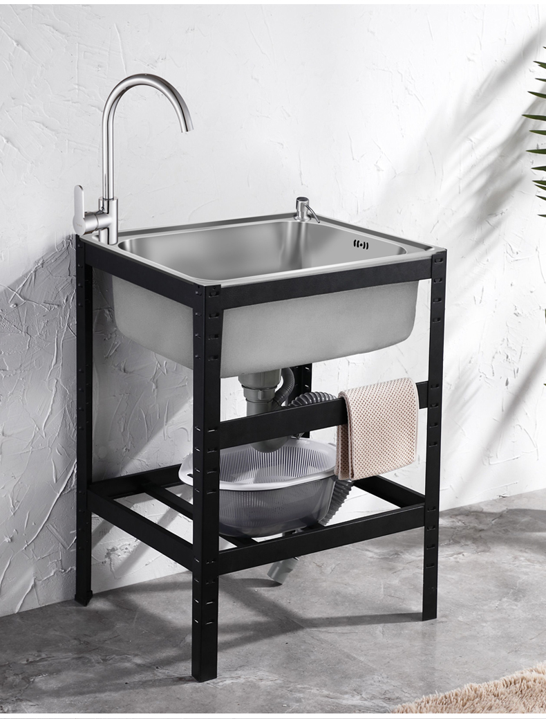 Stainless steel simple sink, double trough, single trough, with stand