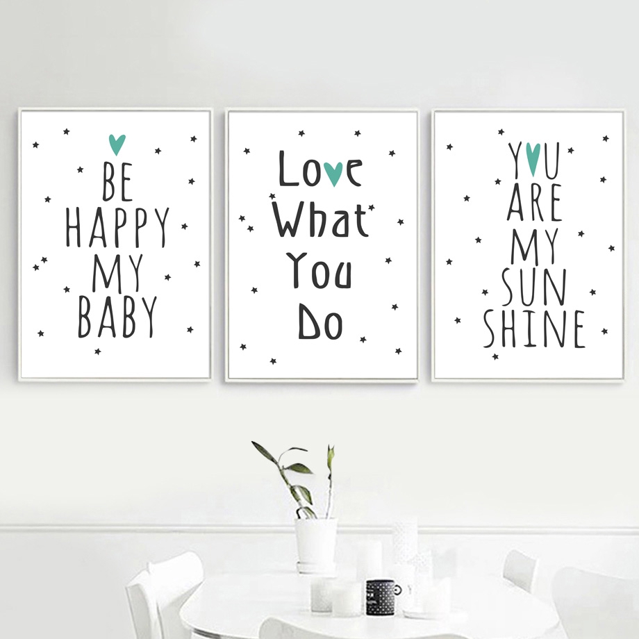 Cartoon Love Baby Motivational Quotes Wall Art Canvas Painting Nordic  Posters Prints Wall Pictures | Shopee Singapore