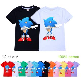 100 Cotton Spot 2020 New Hot Selling Movie Cartoon Sonic The Hedgehog Print Boy Girls T Shirt Baby Clothes Kids Tshirts Children S Clothing Shopee Singapore - sonic movie shirt roblox