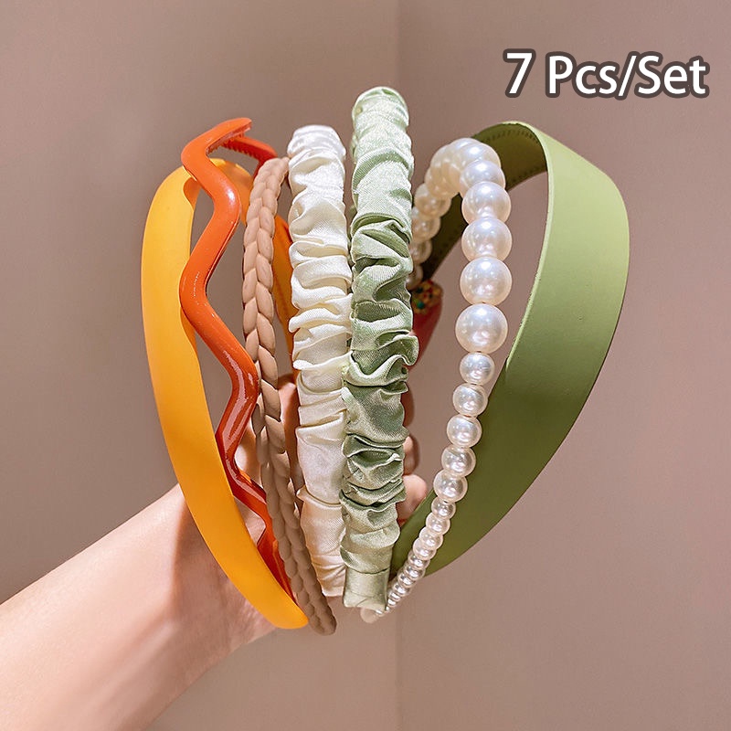 Image of 8pcs/set Korean Women Girl Pearl Headband Hair Band Wash Face Headbands Fashion Hairdress Hair Accessories #5
