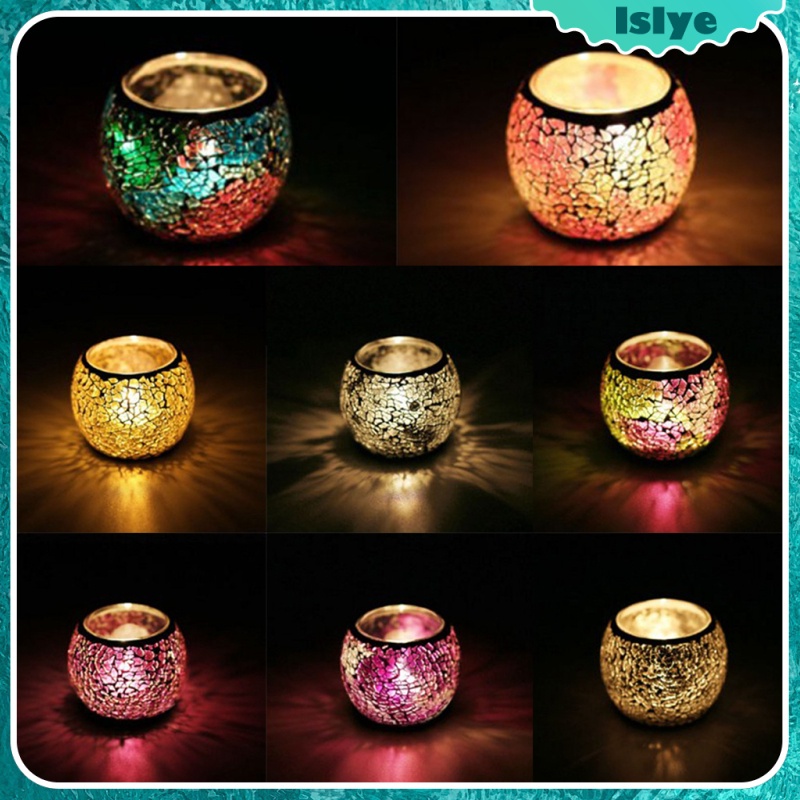 Handmade Mosaic Glass Candle Holder Votive Tea Light Holder Desktop Ornament A 
