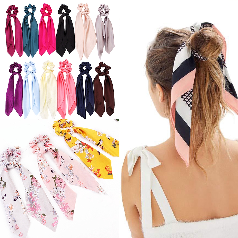 Download DIY Bow Satin Long Ribbon Ponytail Scarf Hair Tie ...