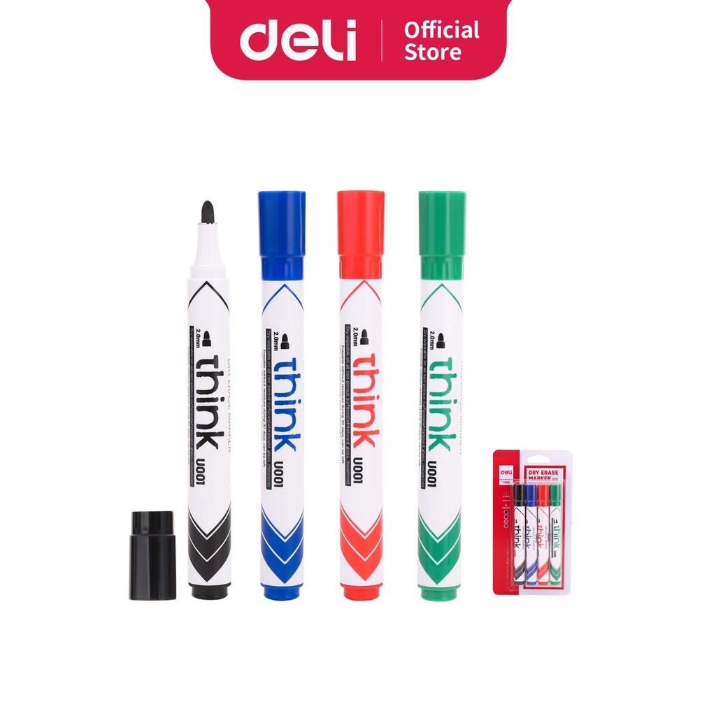 Deli Whiteboard Marker for White board (Pack of 4 Colours) EU00101