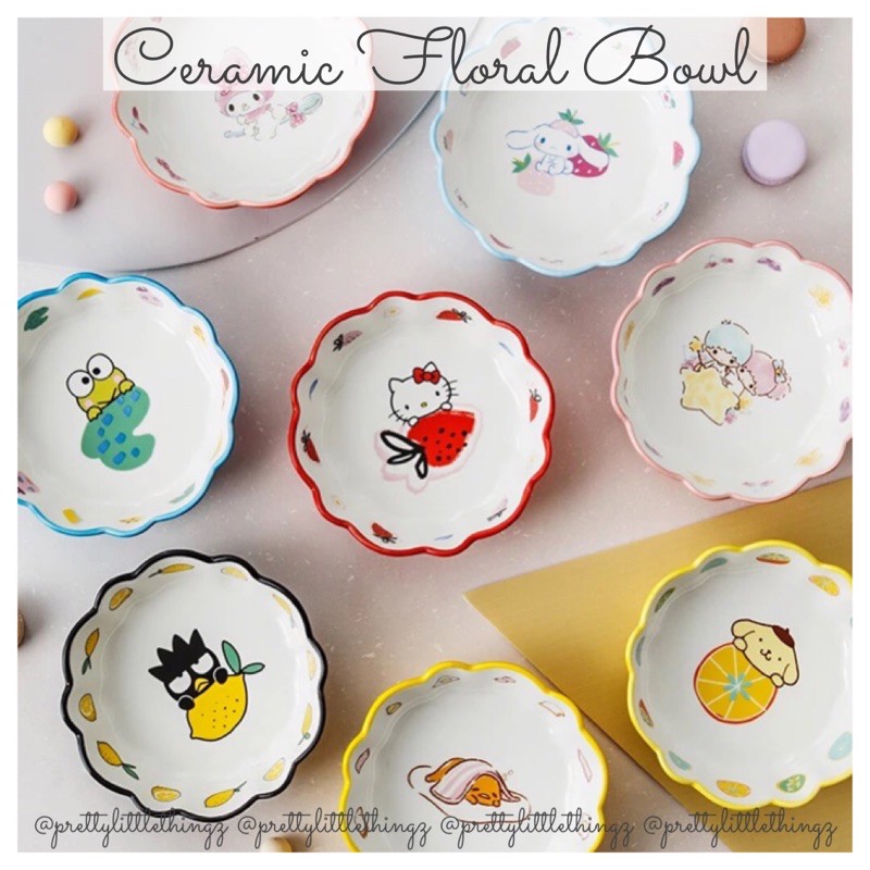 * SG READY STOCK * Ceramic Floral Bowl (Hello Kitty, Little Twin Stars