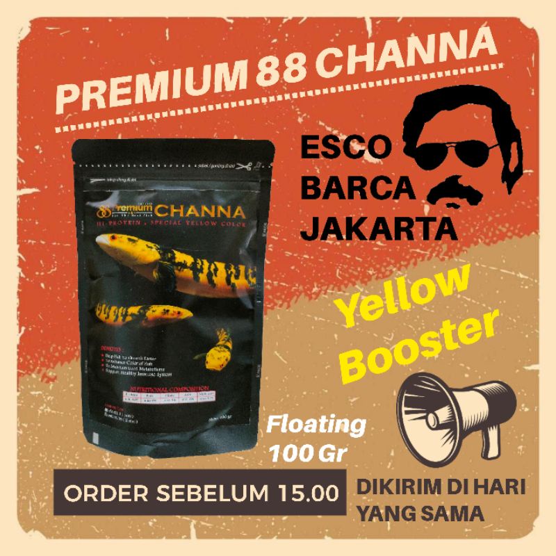 Pelet Ikan Channa Premium Yellow Booster Floating 100 Gram