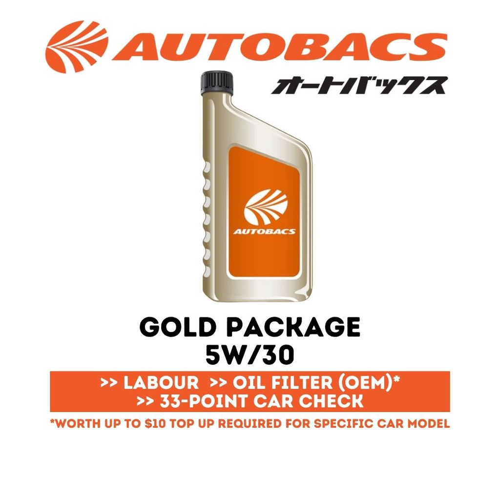 Autobacs Gold Fully Synthetic Engine Oil 5w 30 Servicing Package Valid For 6 Months Shopee Singapore
