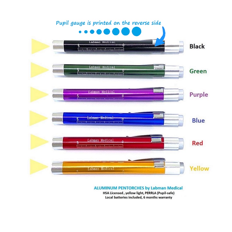 Medical Pentorch PERRLASafe Yellow light pen torch (READY STOCK, SG