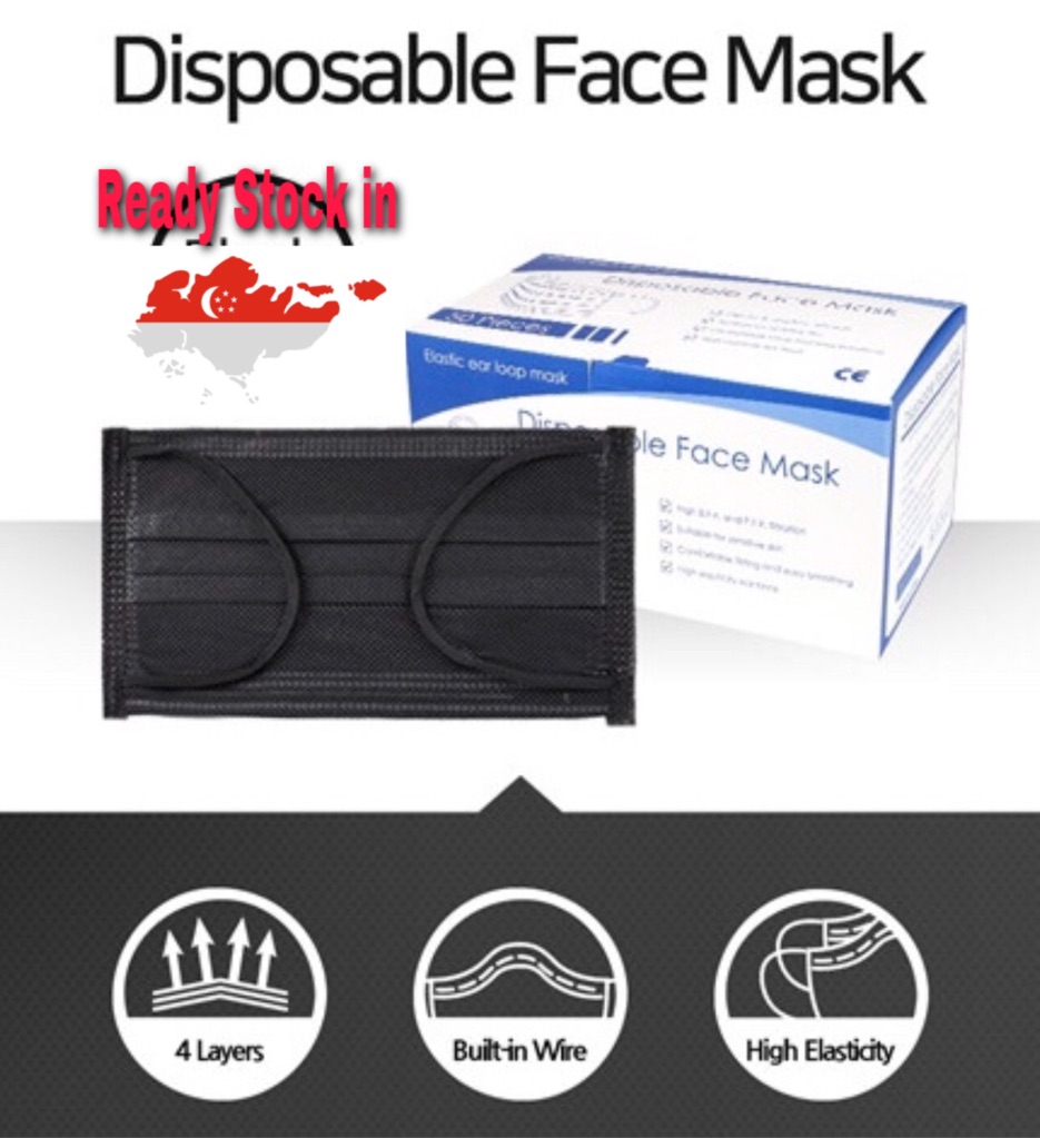4PLYs DISPOSABLES FACE MASK BLACK READY STOCK!! Shopee Singapore