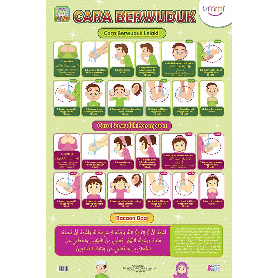 Ummi Learning Poster Cara Wuduk Solat Lelaki Women Shopee Singapore