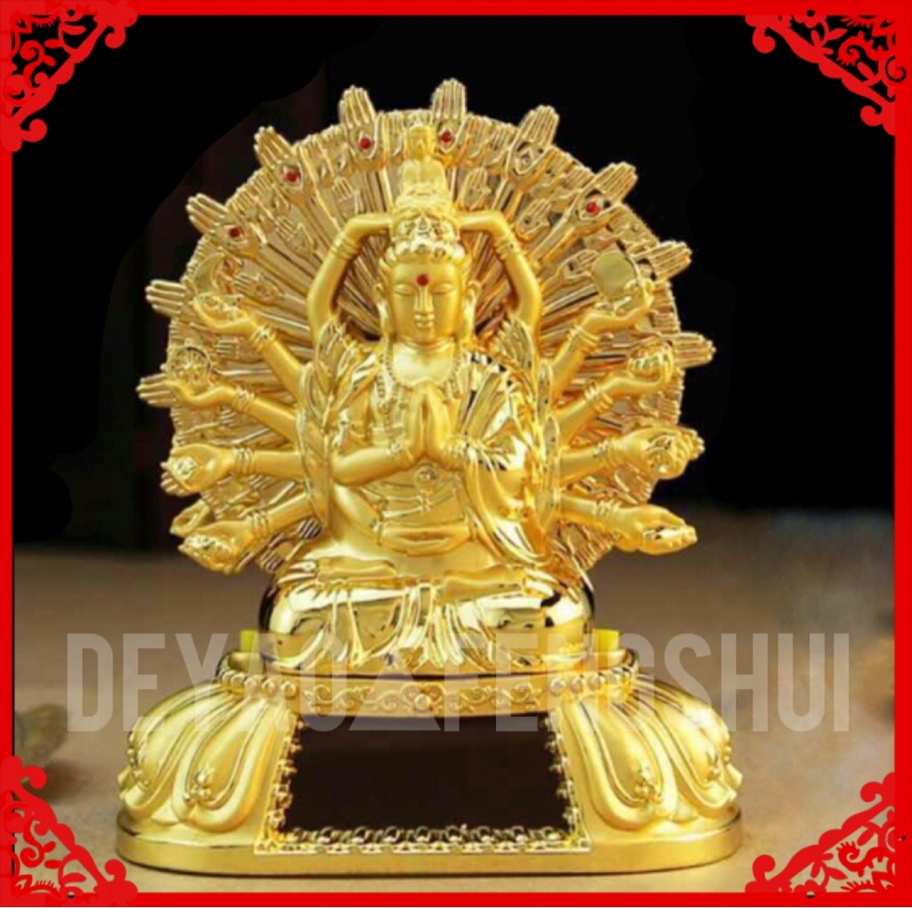Thousand Hand Guan Yin Goddess Gold Solar Powered Car Home Office Desk Deco Shopee Singapore