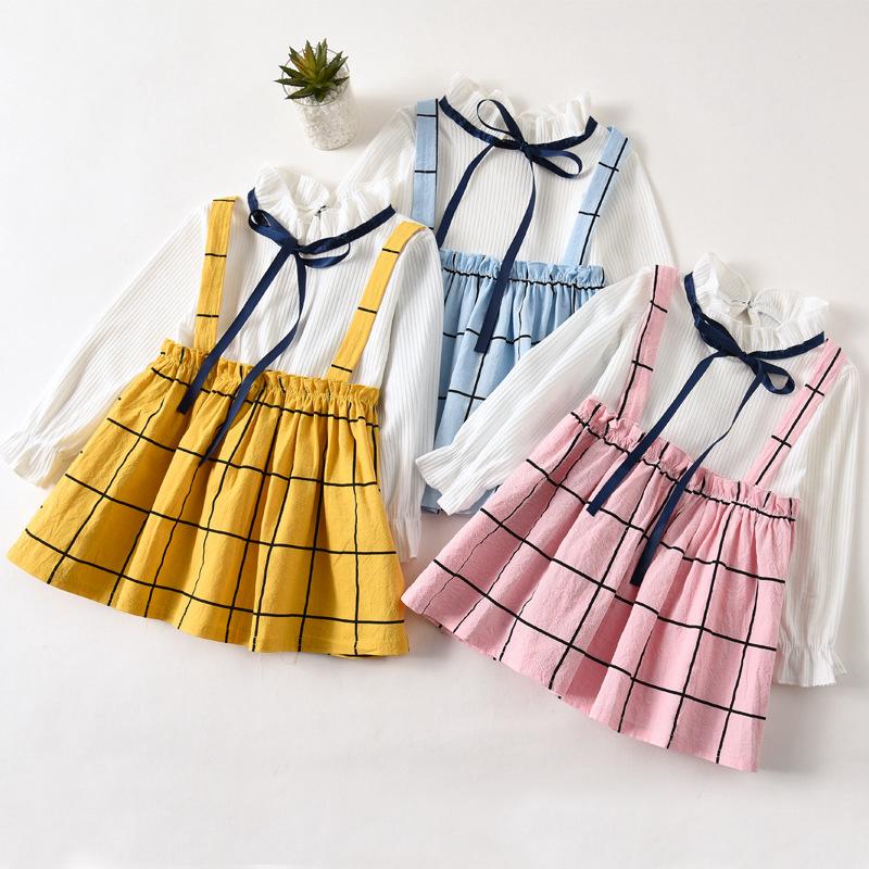 Baby girl long sleeve plaid skirt  cotton clothing 