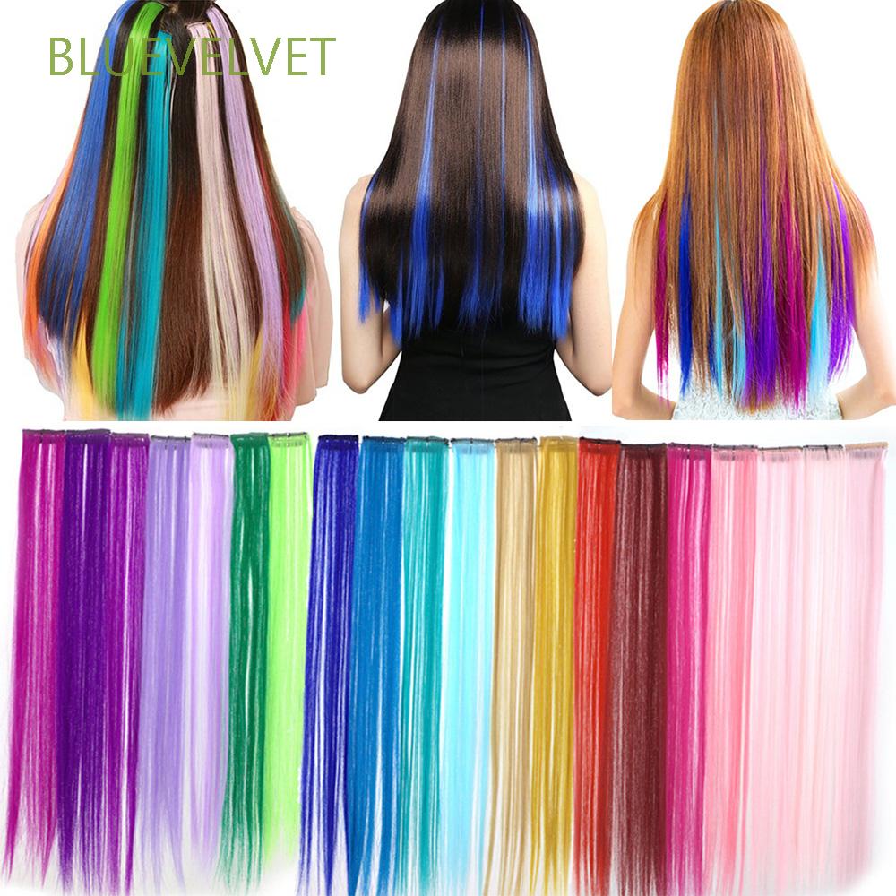 Bluevelvet Colored Rainbow Color Clip In Hair Extensions One Piece Hairpieces Shopee Singapore