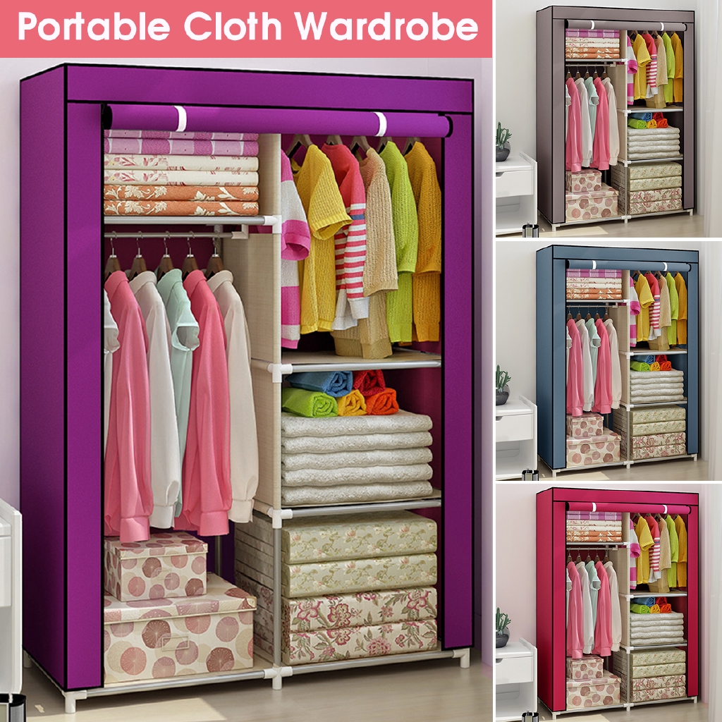 Portable Closet Storage Organizer Wardrobe Clothes Rack Space 4