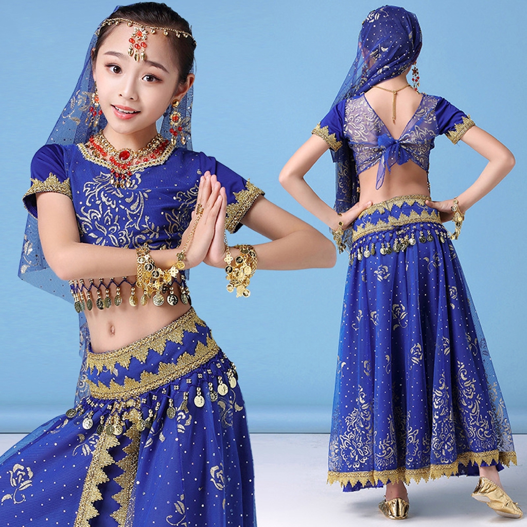 Kids Girls Royal Blue Belly Dance Costume Cosplay India Princess Dress School Contest Costume Shopee Singapore