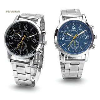 [Ready]Fashion Men Round Sub-dials Decor Alloy Band Analog Quartz Wrist Watch Gift