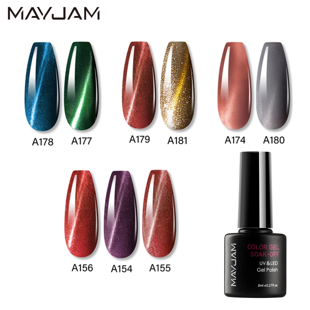 BUY 3 GET 1 FREE] MAYJAM 8ml Cat Eye Gel Nail Polish vernis semi permanent  UV Nail Art For nail gel lacquer | Shopee Singapore