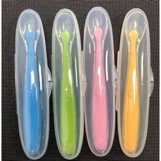 【Ready Stock】Baby Soft Silicone Feeding Spoon Soft Infant Spoons Training  Spoon with Box