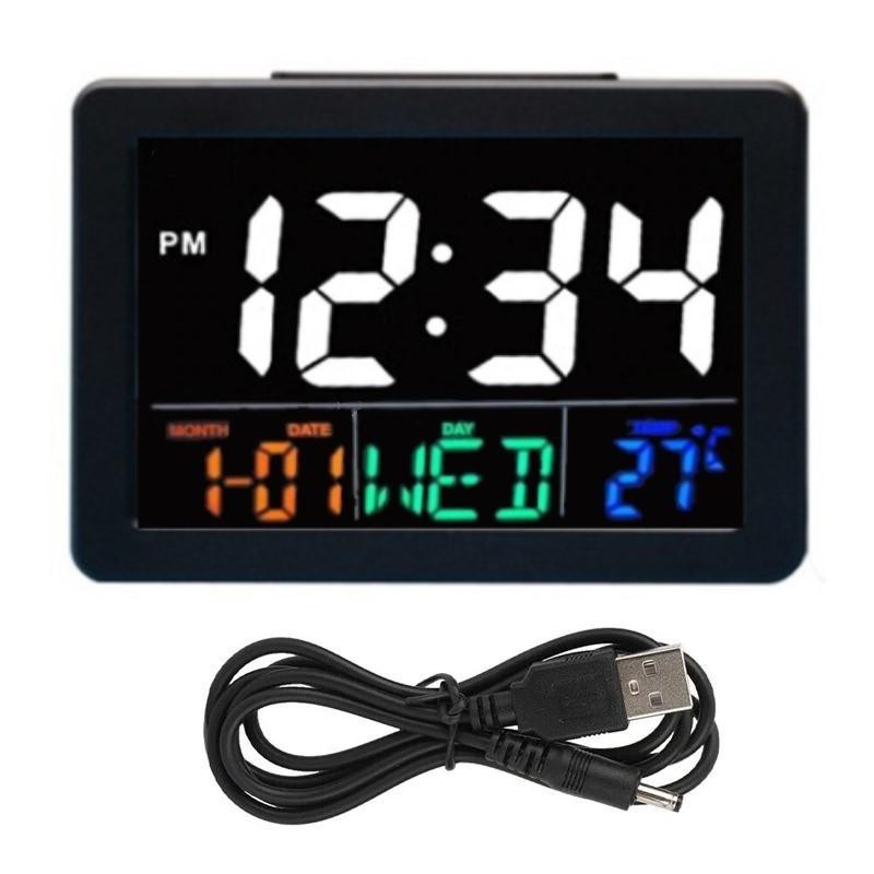 Temperature Alarm Clock with Flashing Lights LCD Display UFO Loud Talking Time 