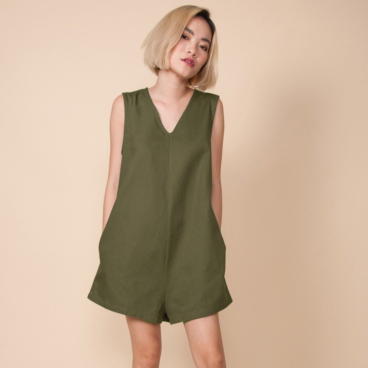 olive green playsuit