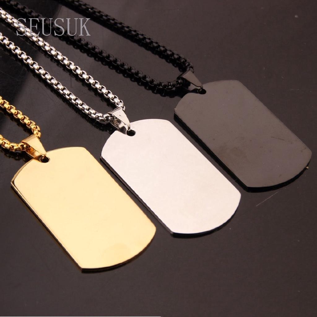 Image of Military Army Dog Tag Real Mens Stainless Steel Pendant Ball Bead Chain Necklace Fashion Accessories