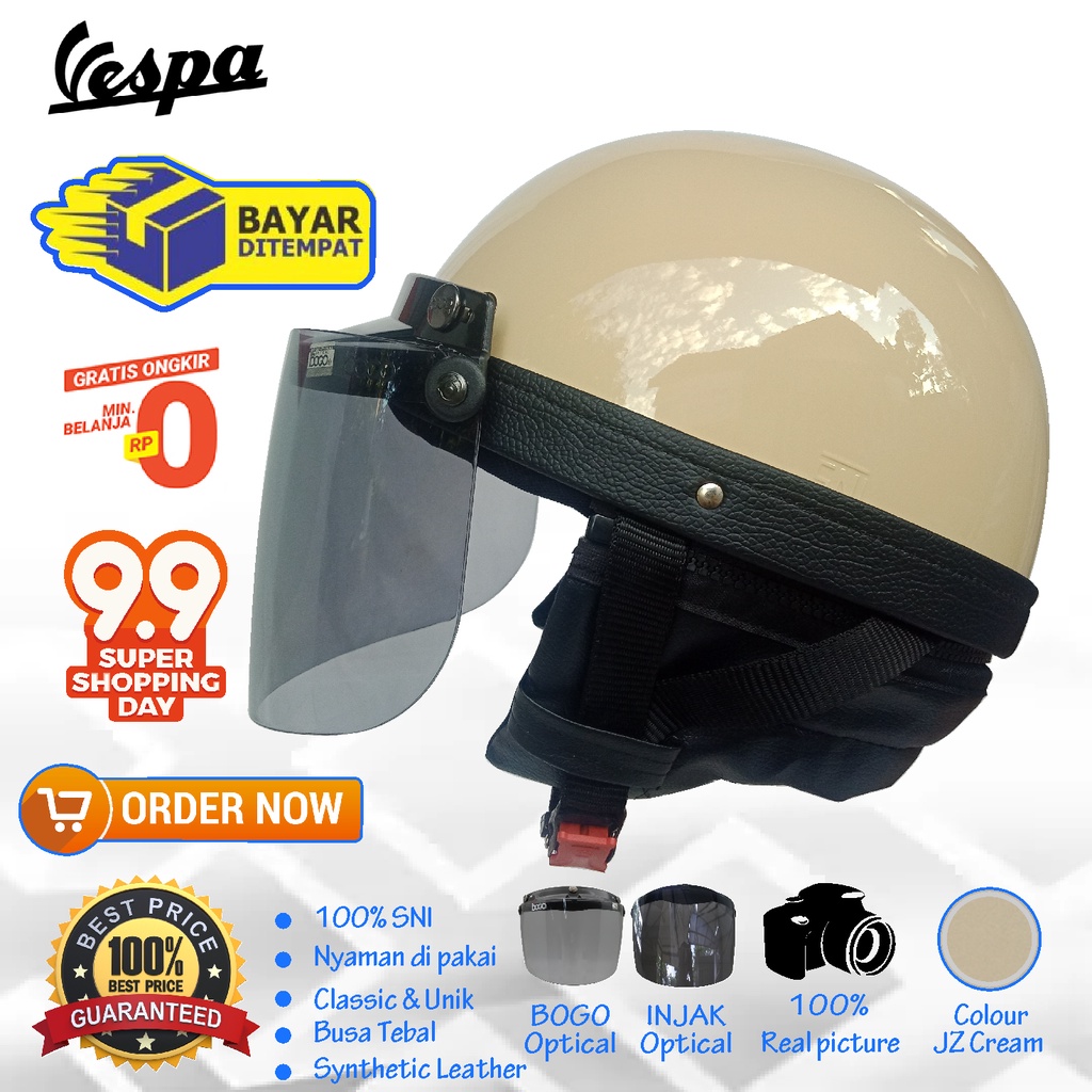  Quality Retro Classic Helmet SNI Helmet Vespa Adult Chip Helmet Shopee Singapore