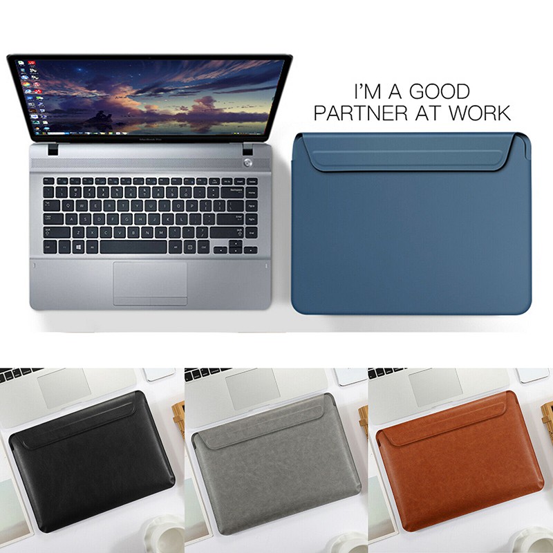 Magnetic Leather Laptop Sleeve Bag Cover Case For Macbook Pro Air