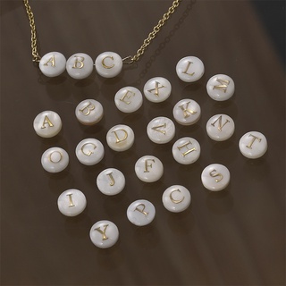 Image of thu nhỏ 5 Pcs White Double-sided Gold Edge Straight Hole Shell  26 Alphabet Charm Natural Mother Of Pearl Letter Pendant Diy Jewelry Making #4