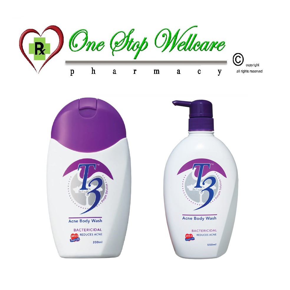 T3 ACNE BODY WASH BACTERICIDAL 200ML (ED04/2023) / 550ML (ED04/2023