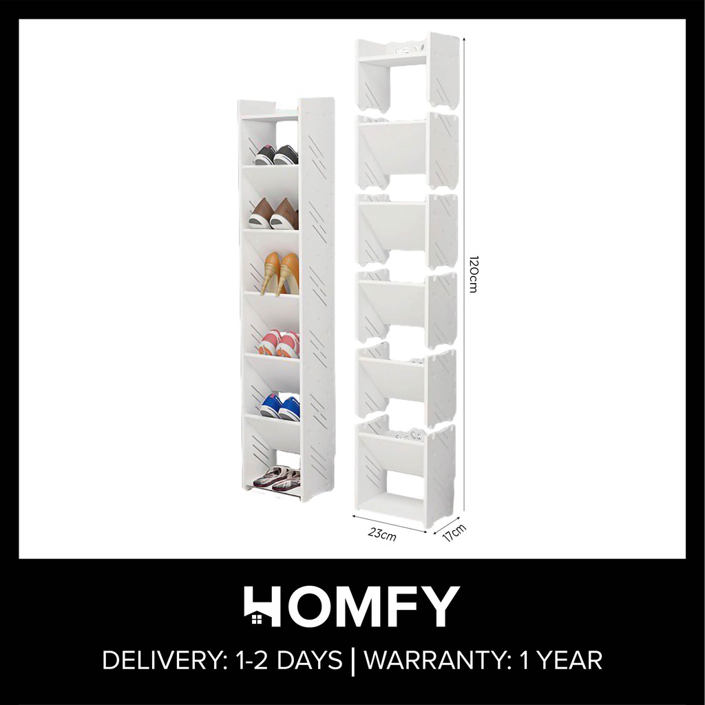 Bto Shoe Rack 7 Tier Vertical Shoe Rack Cabinet Organiser Fit Bto Door Gap Easy Assembly Shoe Organiser White Shopee Singapore