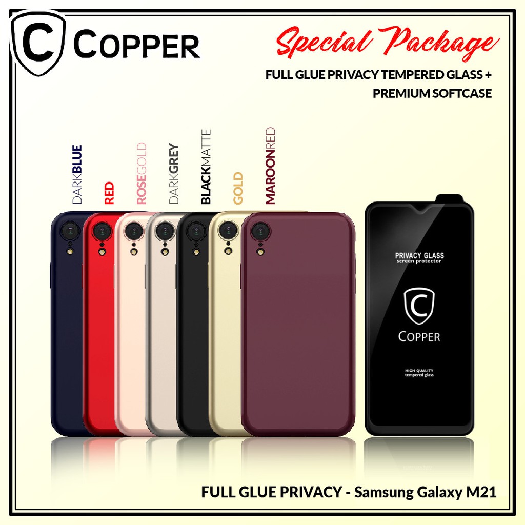 Samsung M21 Copper Bundling Package Tempered Glass Privacy And Softcase Shopee Singapore