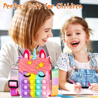 Pop Unicorn Bag Purse Handbags Shoulder Strap Silicone Rainbow Kawaii Messenger Bag Girl Children Push Bubble Toy Gift #3
