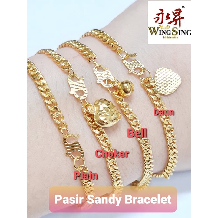 Wing Sing 916 Gold Hollow Smooth Sandy Sand Dunhil Bracelet Hand Chain Slippery Blank Gold 916 Shopee Singapore
