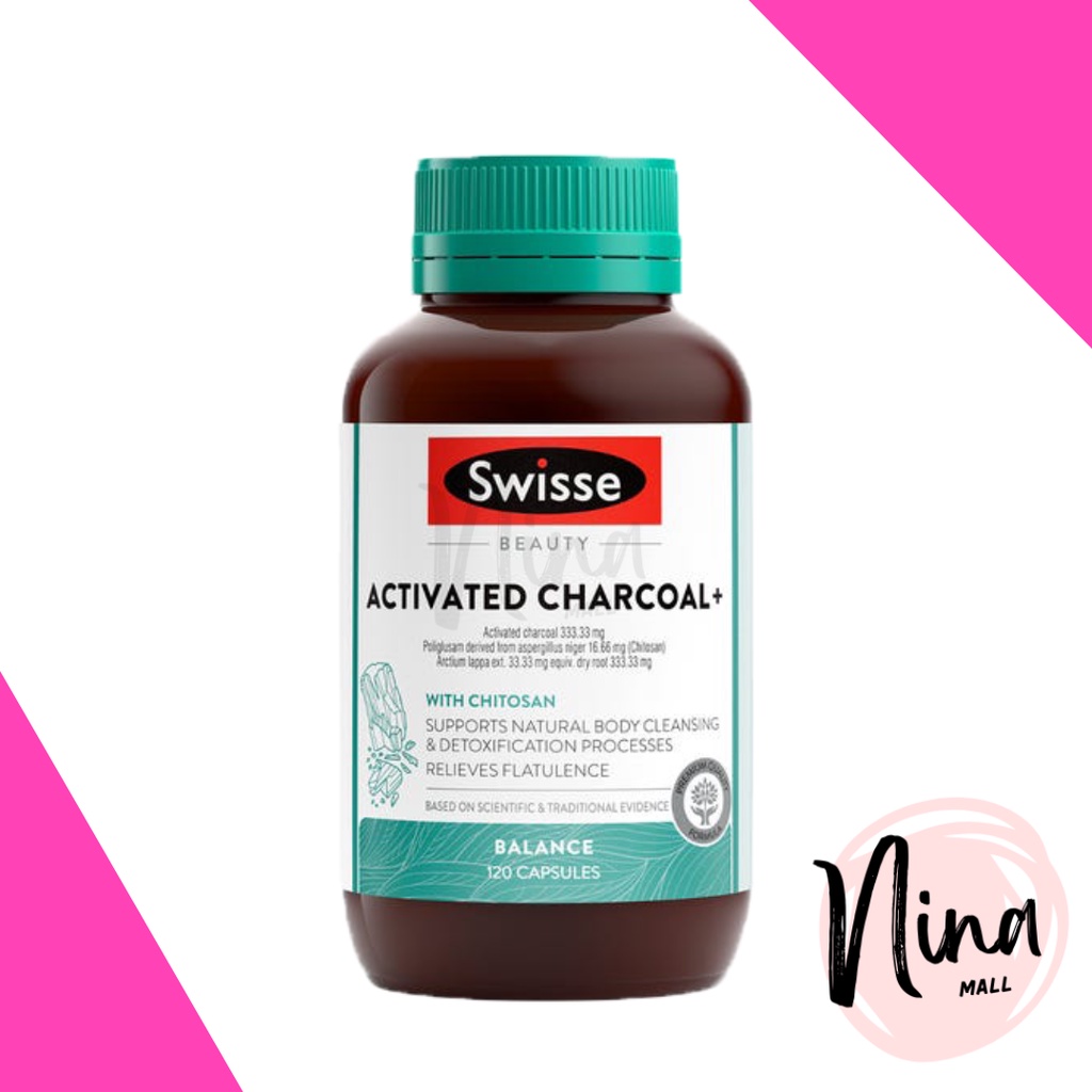 Swisse Activated Beauty Charcoal tablets+ 120 Capsules (Detoxification